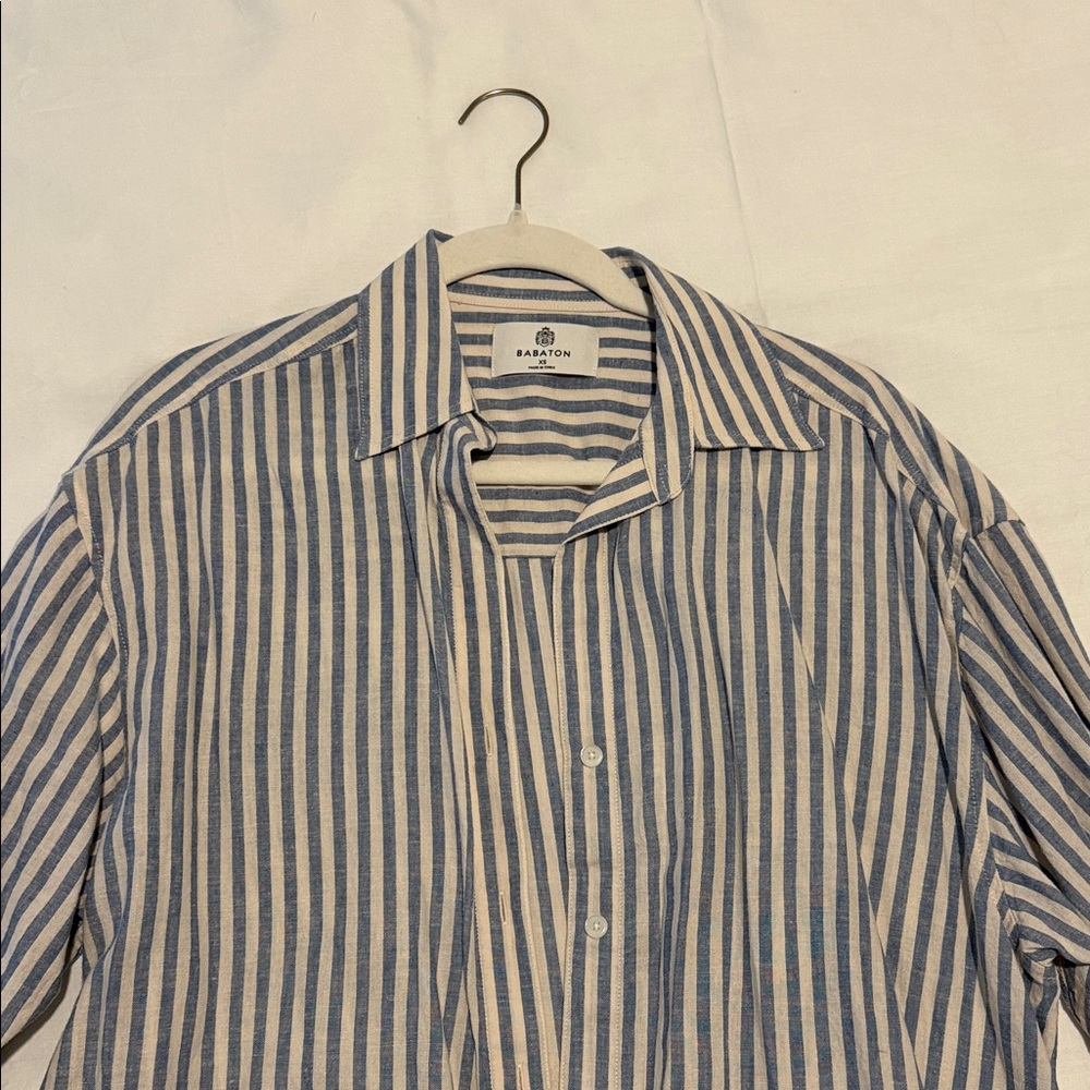 Linen and viscose button down shirt